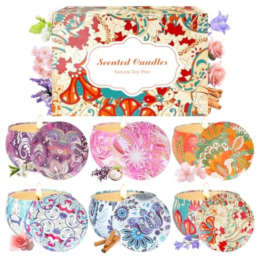 Set di 6 candele profumate in cera di soia naturale, per donne, per aromaterapia, per rilassamento, stress, festa della mamma, compleanno, regalo per donne e donne