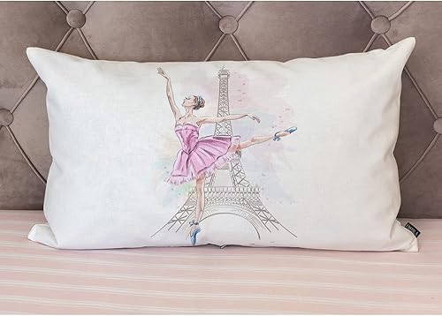 Miniatura 4 de EKOBLA Fundas de almohada decorativas de la Torre Eiffel de París, hermosas bailarinas, bailarinas, fundas de almohada rectangulares oblongas para