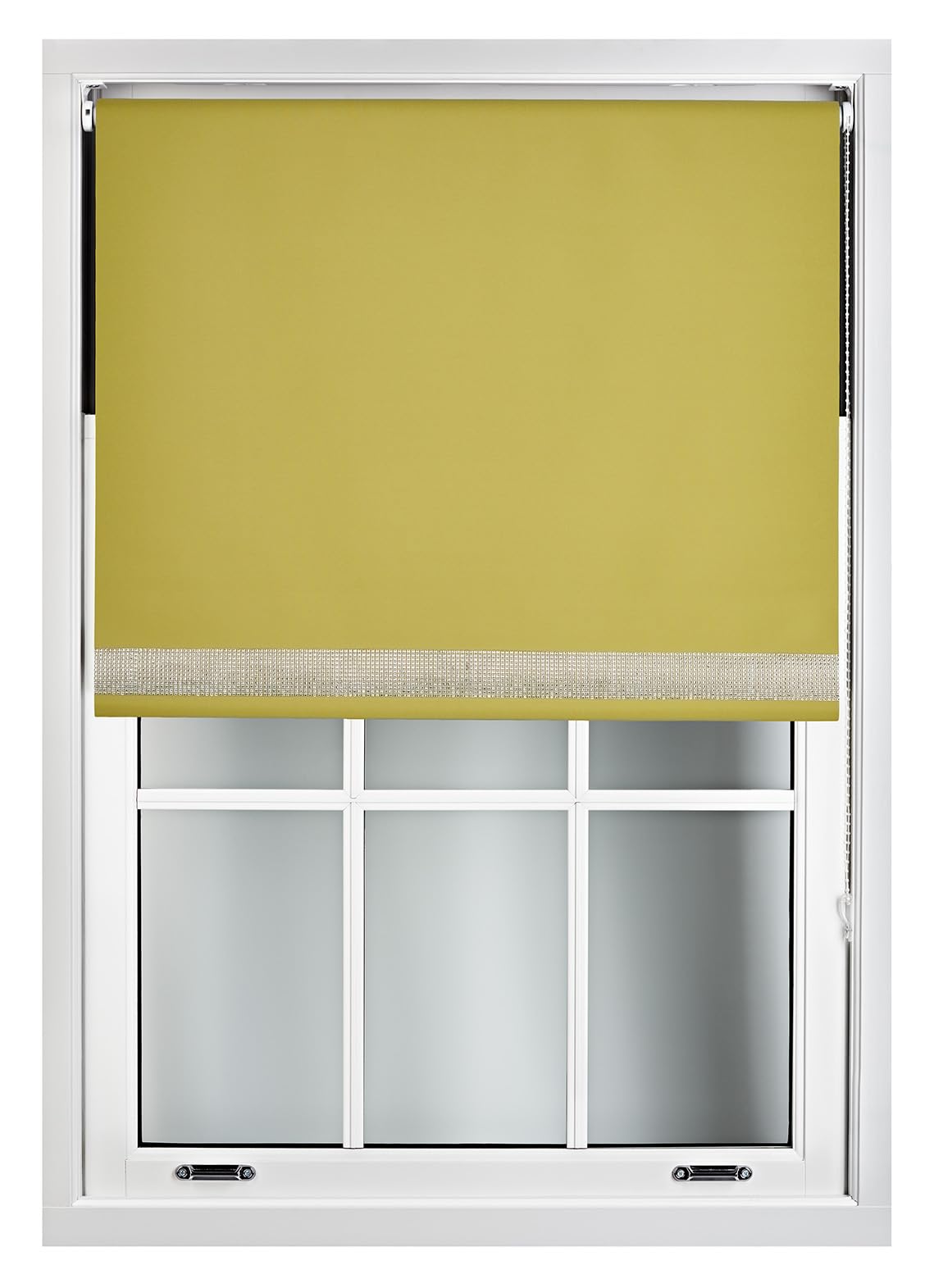 FURNISHED Diamante Edge Blackout Roller Blinds - Black Out Thermal Fabric Insulated Window Blind with Decorative Diamante Glitter Trim, Green Up to 150W x 210L cm — image 1