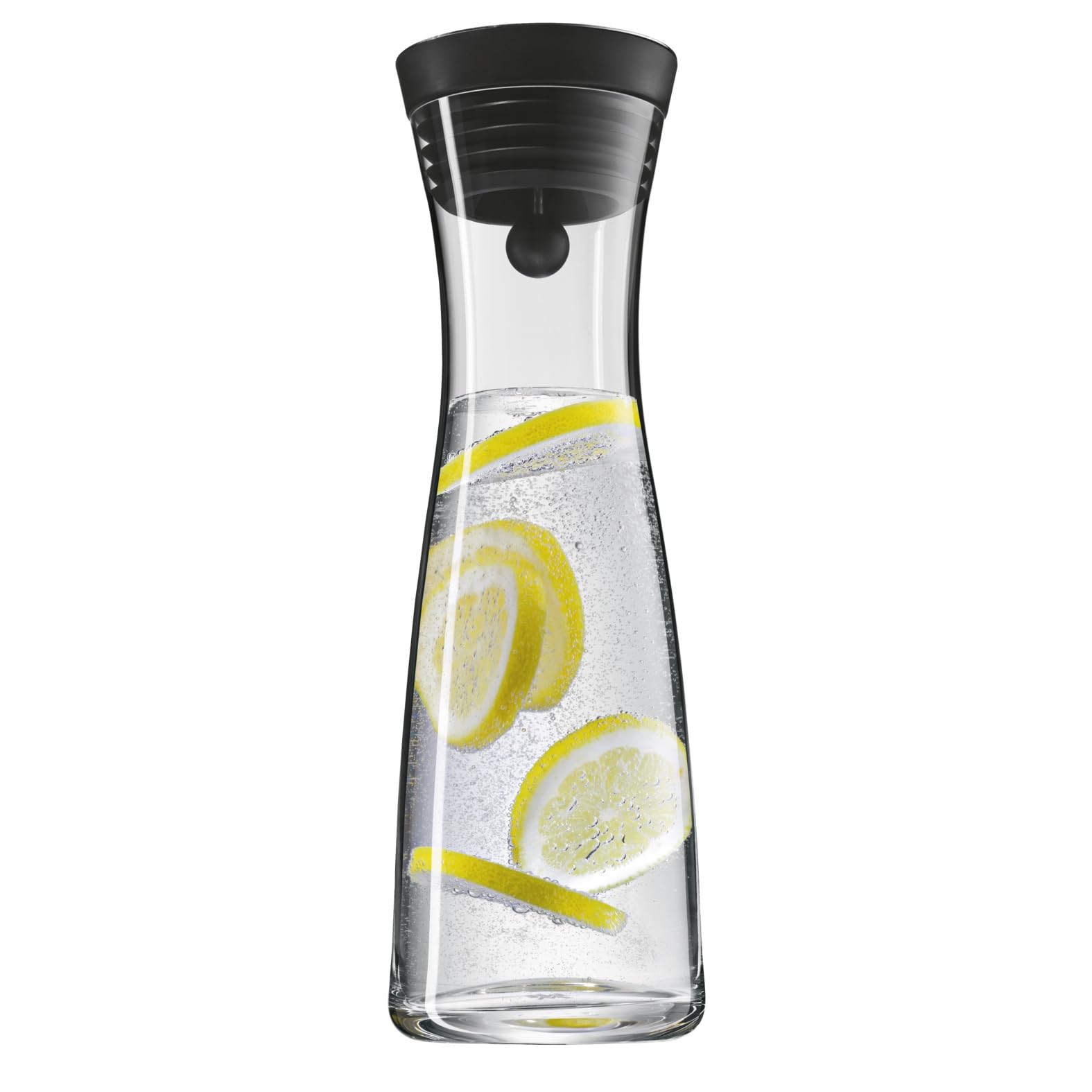 WMF Basic Wasserkaraffe aus Glas, 1 Liter, Glaskaraffe mit Deckel, Silikondeckel, CloseUp-Verschluss
