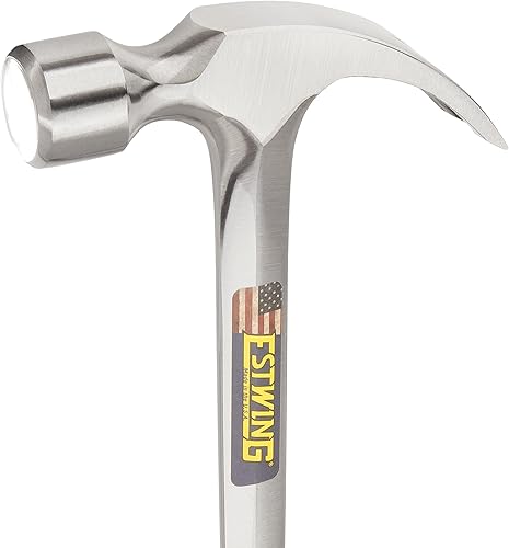 Miniatura 3 de ESTWING Martillo de encuadre, garra curvada de mango largo de 22 onzas con cara lisa y agarre de reducción de golpes, E3-22C, plateado