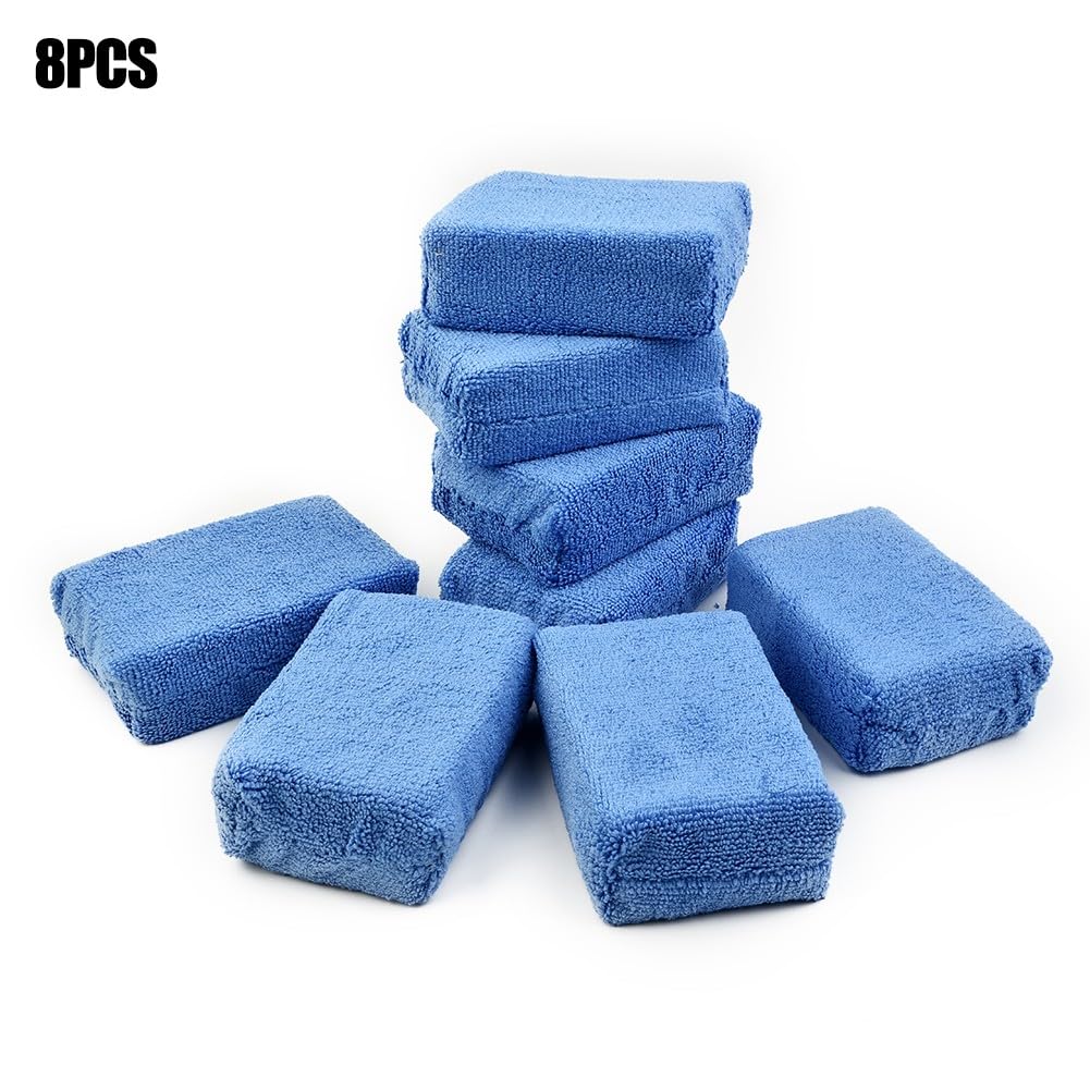 Esponja aplicadora de microfibra para lavado de coche, 12 cm x 8 cm x 3,5 cm, azul, 4/8 unidades