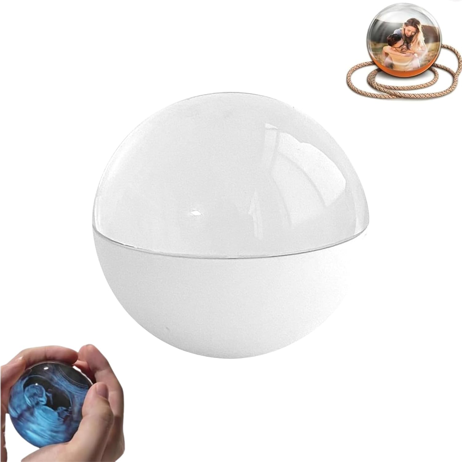 Crystal Ball Video Player, 2.7inch Memory Sphere with Digital Display, Personalization Uploadable Videos & Photos, Customized Present for Anniversary, Birthday, Wedding Light-Up Sphere (White)