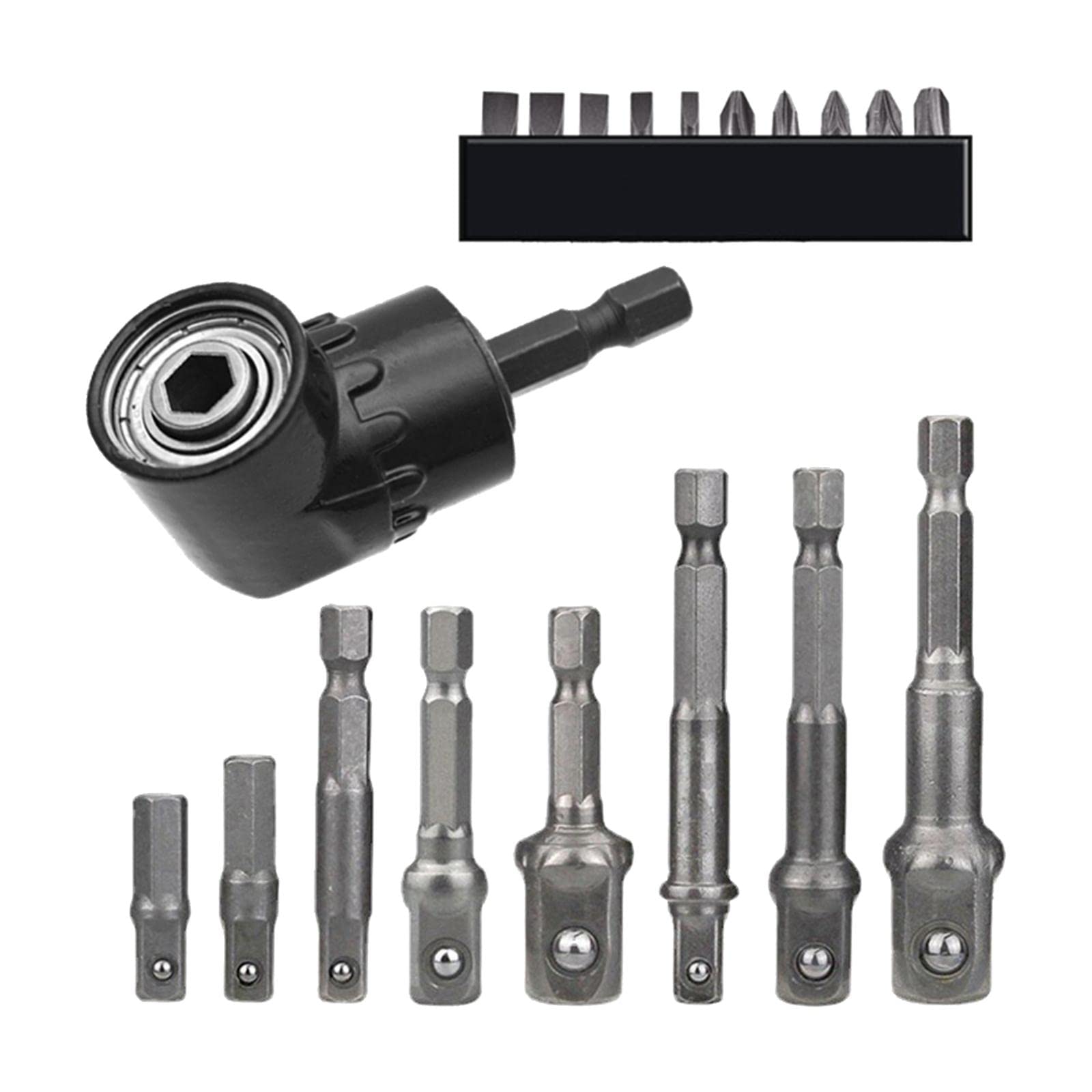 Right Angle Attachment with 10 Bits Flexible Shaft Extension Tool Gift |Home & Garden | Tools | Power Tools | Drill Bits