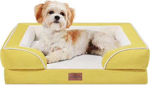 Miniatura 112 de Comfort Expression - Cama ortopédica perros pequeños, 20 x 14 pulgadas, impermeable, espuma soporte cartón de huevo, cojines extraíbles, sofá con