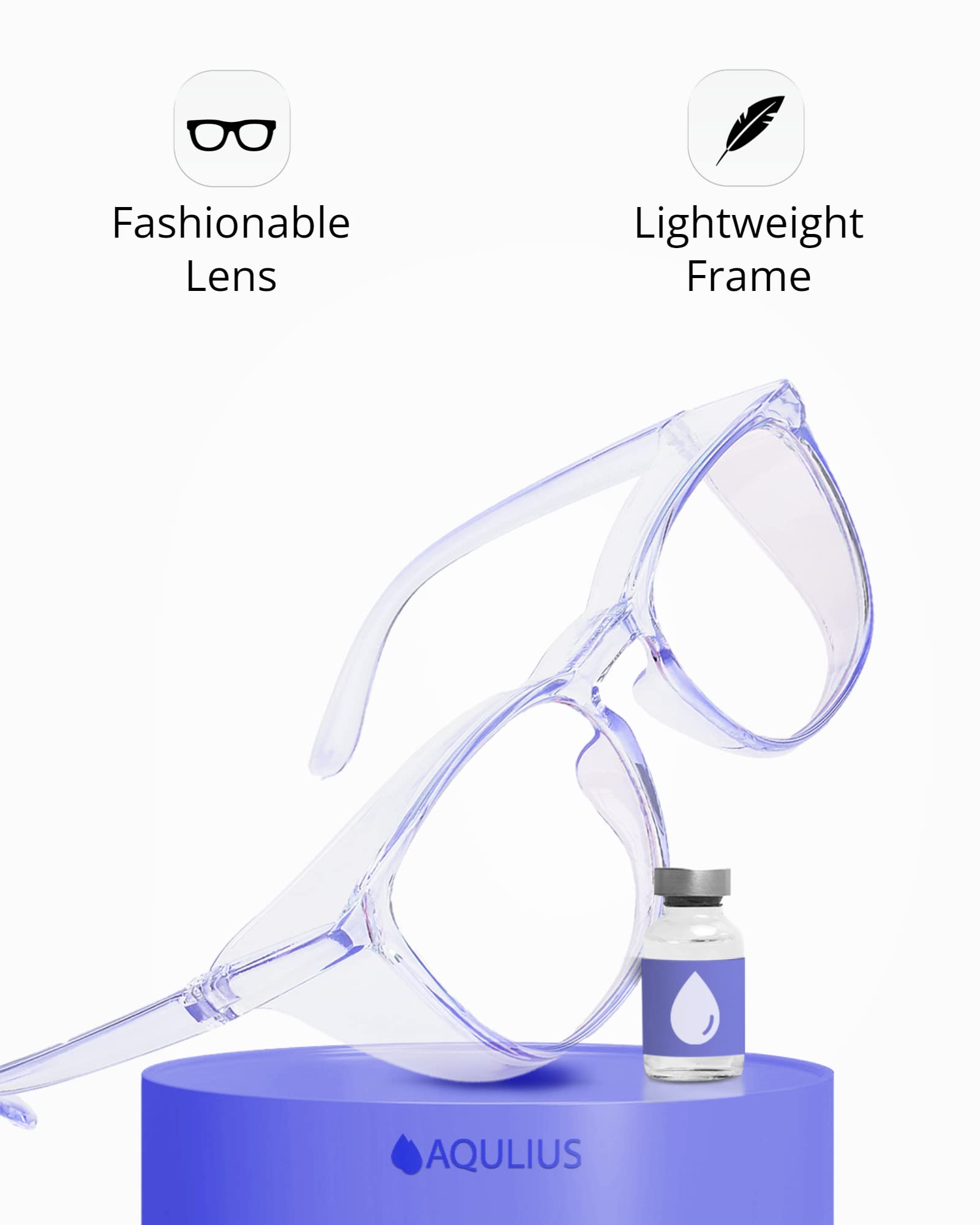 Paquete de 2 gafas de seguridad elegantes (azul y transparente) anti niebla, resistente a los arañazos, bloqueo de luz azul frente y lateral gafas de protección para mujeres para hombres