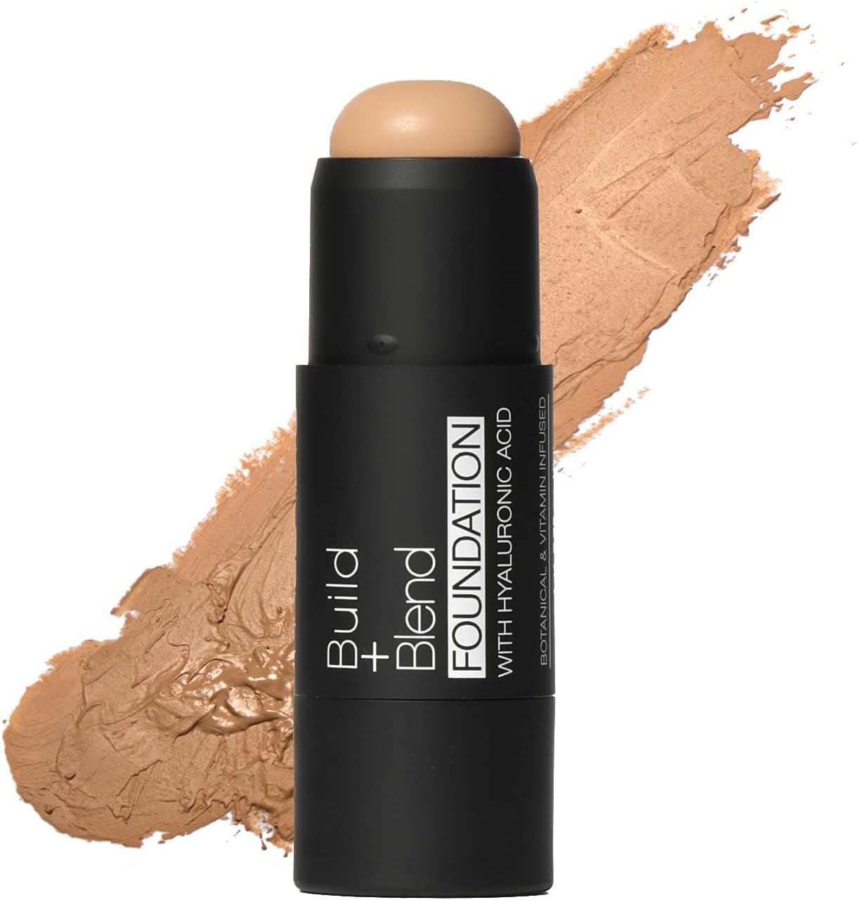 BUILD & BLEND Foundation Stick, Medium Coverage Buildable Contour Stick for Face, Ultra Blendable Creamy Formula for a Natural Shine Free Finish, Professional Makeup, 0.25 Ounce (Almond)