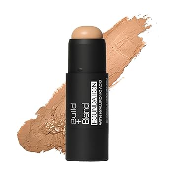 Palladio BUILD & BLEND Foundation Stick, Medium Coverage Buildable Contour Stick for Face, Ultra Blendable Creamy Formula for a Natural Shine Free Finish, Professional Makeup, 0.25 Ounce Almond