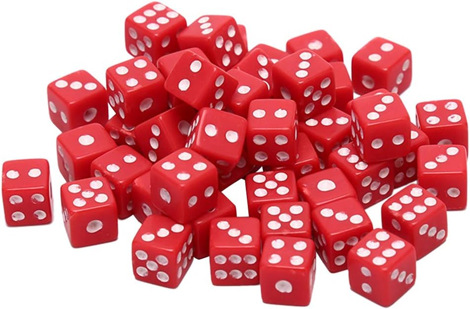 100pcs 8mm Acrylic Dice Set, Square Corner Game Cubes for Board Games and Math, Portable Digital Teaching Tool