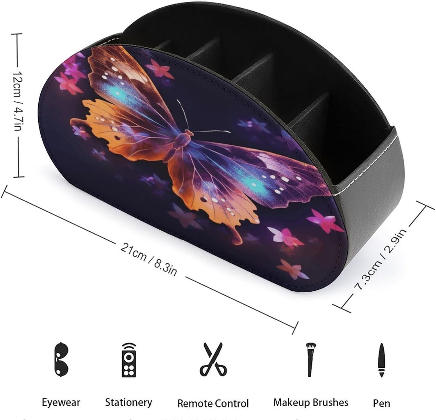 Personalized PU Leather Remote Control Holder with 5 Compartments image 2