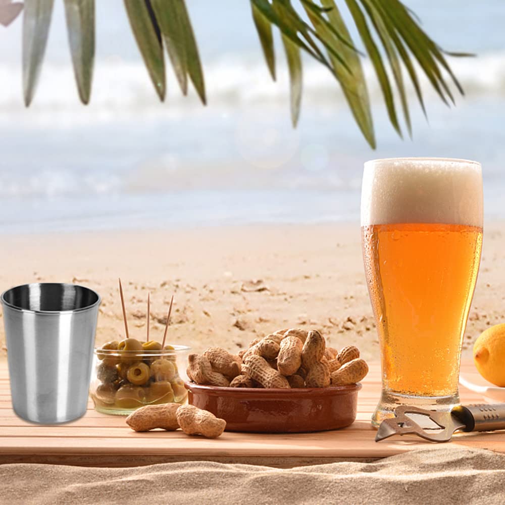 MOPOIN Edelstahl Becher Set, 6 Stück Trinkbecher Edelstahl 250ml Metall-Bierbecher Tragbar Camping Becher Stapelbare Metallbecher Wiederverwendbarer Edelstahlbecher für Camping Party Haushalt Reisen Küche, Haushalt & Wohnen