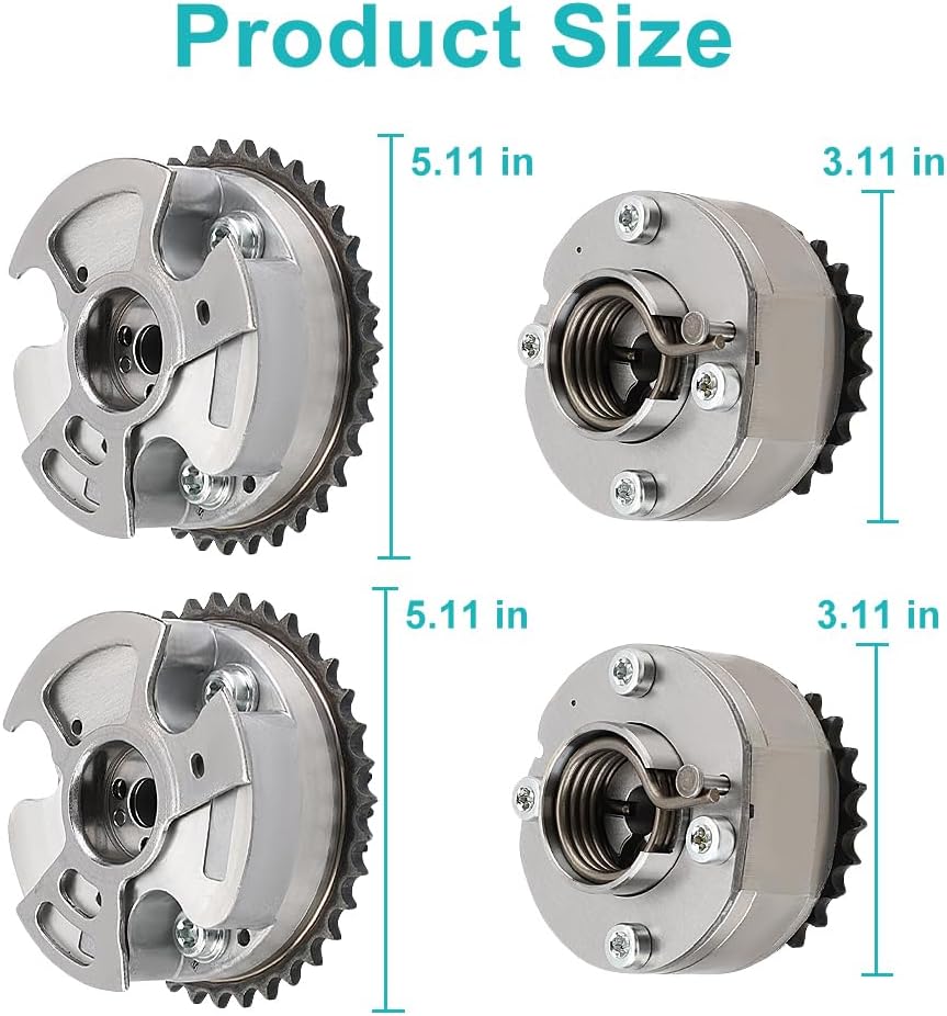 Intake & Exhaust VVT Sprocket Gear Camshaft Adjuster Phaser Compatible with Lexus ES350 RX350 Avalon Camry Highlander RAV4 Sienna Venza Camshaft Sprocket Replacement for 130800P010 130500P020