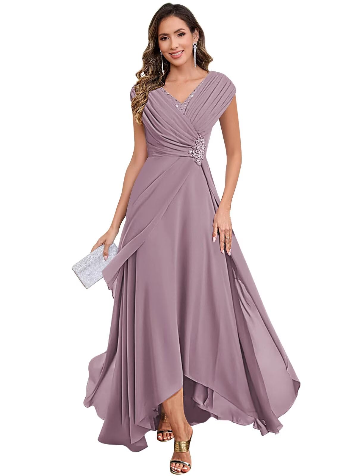 Beaded Cape Sleeves Dress
