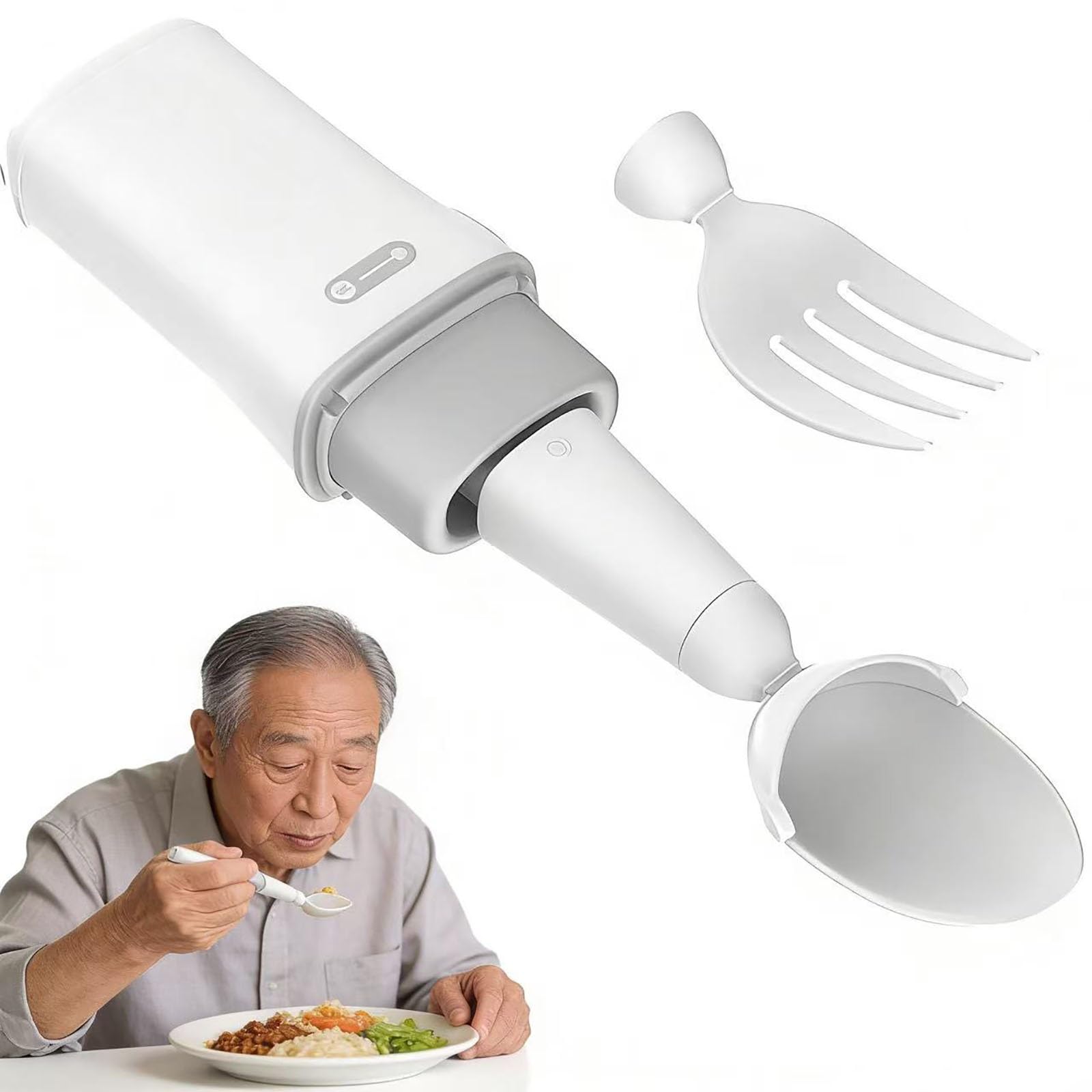 Juego de utensilios adaptativos, cuchara inteligente antivibración para Parkinson, cubiertos para discapacitados para adultos, ayuda alimentaria para ancianos