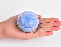 Vista 2 de AMOYSTONE Bola de aventurina azul Natural Cuarzo Cuarzo Cristal Esfera Piedra Bola con Base de Madera