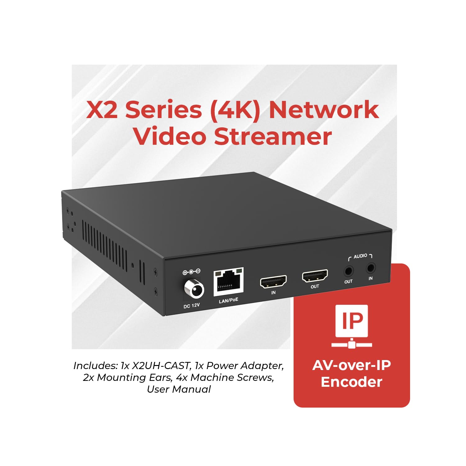 ToVi X2UH-CAST - Streamer video di rete 4K serie X2, codificatore AV over IPTV, H.264 H.265, livestream con audio incorporato, loop out HDMI, supporta Unicast, MultiCast, solo audio Stream (X2UH-CAST)