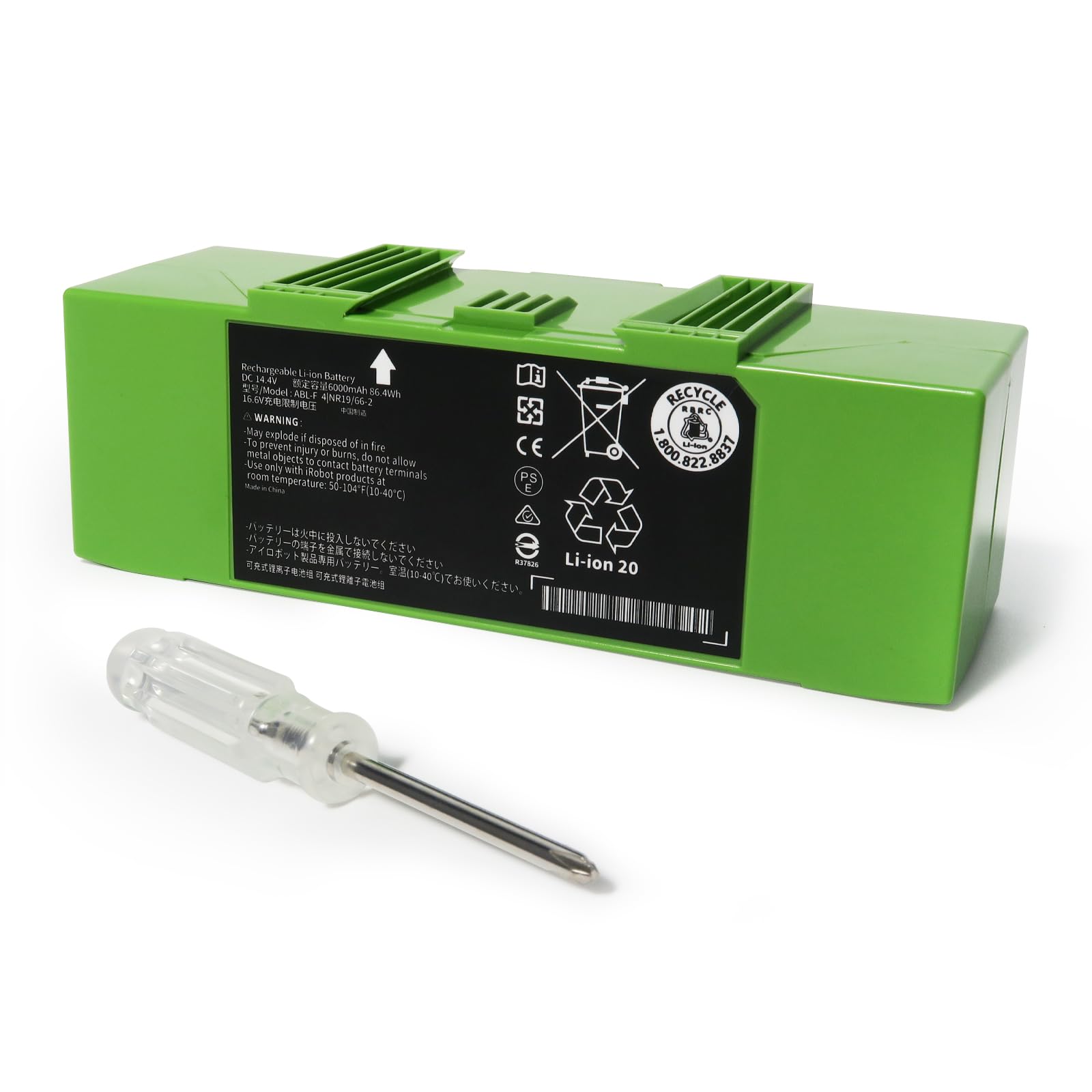 LeeCrynoid - Batería ABL F mejorada de 6000 mAh y 14,4 V para iRobot Roomba serie e e i (i7, i7, j7, j7, 7150, 7550, e5, e6, e5150, e6198, i3, 3150, i3, 3550, i4, 4150, i4, 4552, i6, i8, i8)