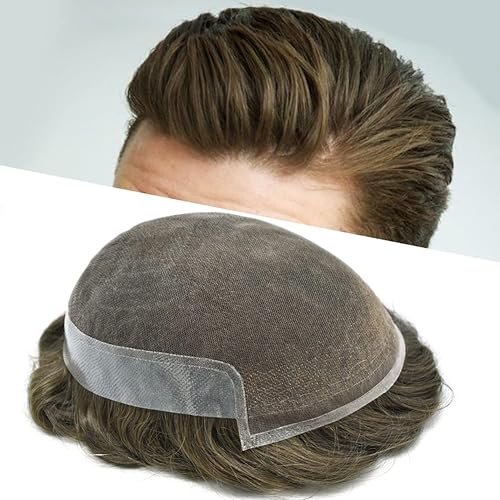 Vista 331 de Mens Toupee Hair Piece Human Hair Replacement System For Men Soft French Lace Men Hair System Hairpieces For Men Toupee For Men Protesis Capilar