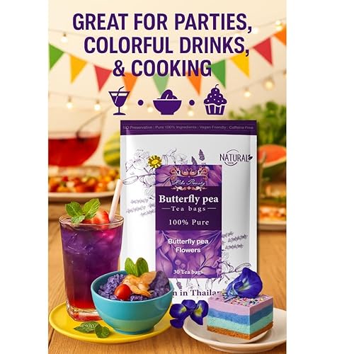 Miniatura 6 de Hida Beauty Premium Dried Butterfly pea flower tea 30 Teabags Herbal Blue colors for drinks hot cool purple violet funness party food bakery pasta
