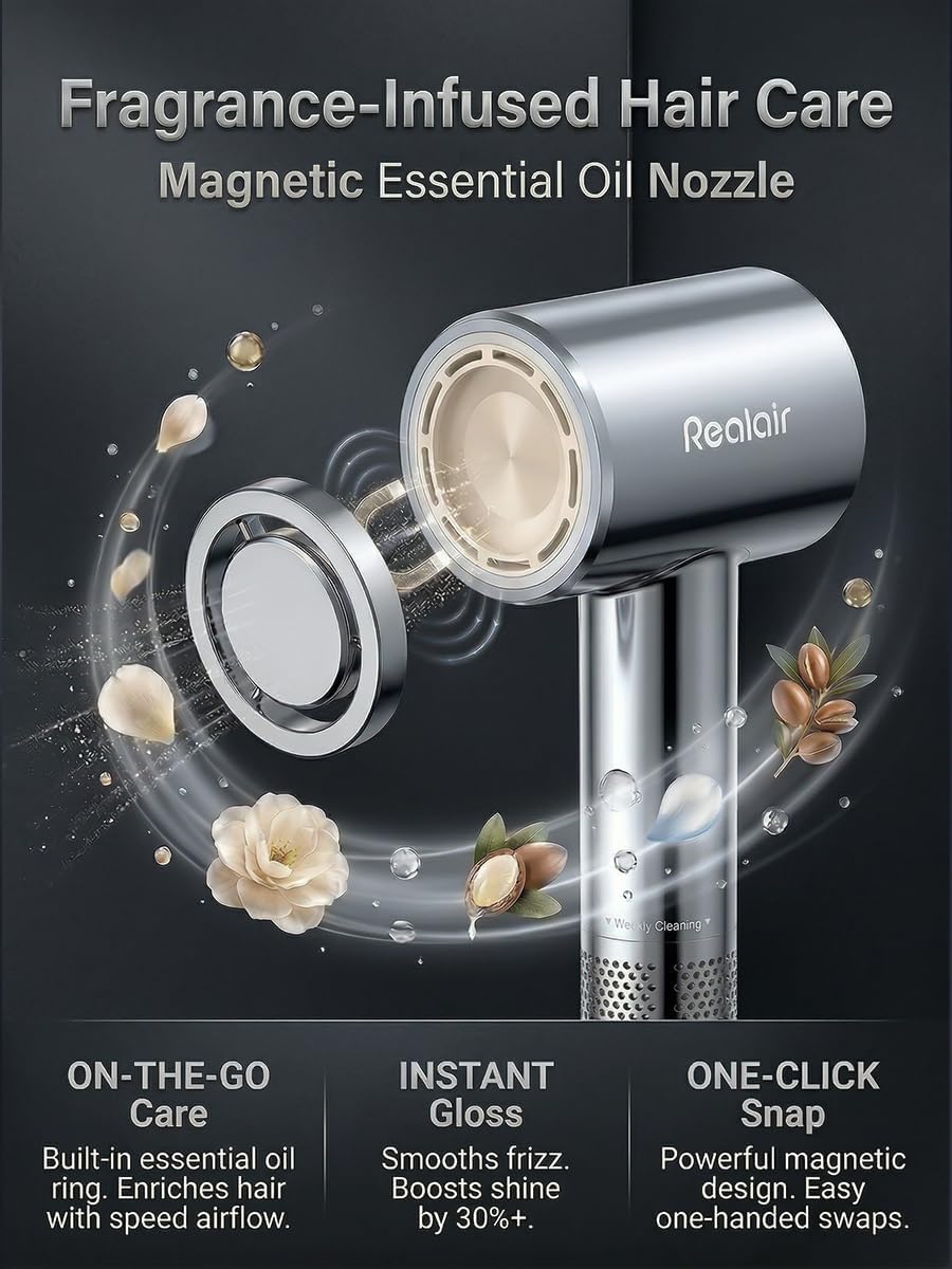 High-Speed Hair Dryer with Diffuser, 110,000 RPM Professional Brushless Motor for Ultra-Fast Drying, 200M Negative Ionic Blow Dryer, NTC Intelligent Heat Control, Portable & Quiet for Travel,