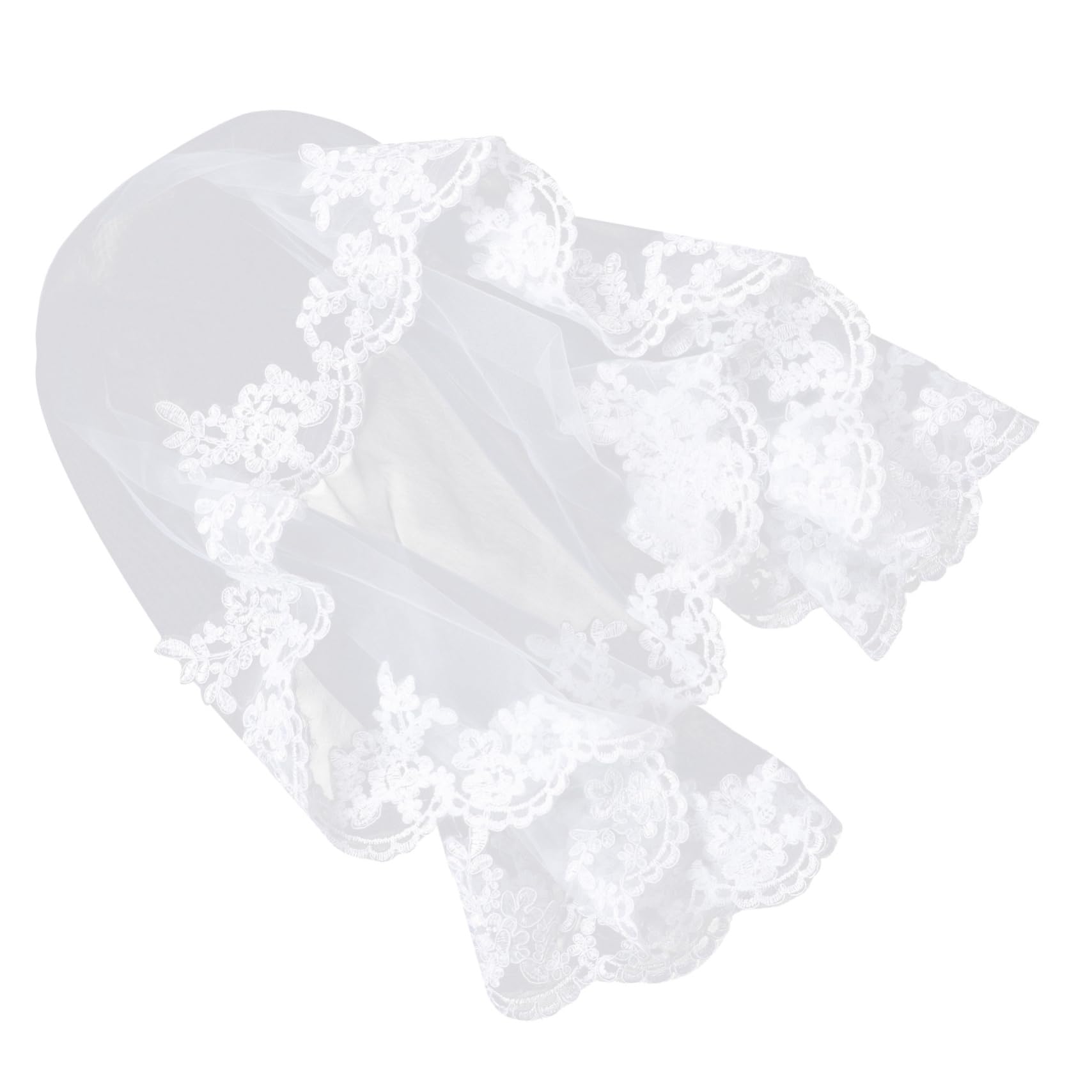 Gogogmee Boys and Girls Short Veil Bridal Head Coverings White Lace Veil for First Communion Lightweight Breathable