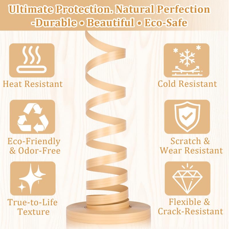Natural Maple Edge Banding, 15/16" x 50ft PVC Edge Banding Tape, 1mm Thick Wood Grain Veneer Edging for Plywood Edge, Dresser Restoration, Kitchen Island & Wood Veneer Sheets