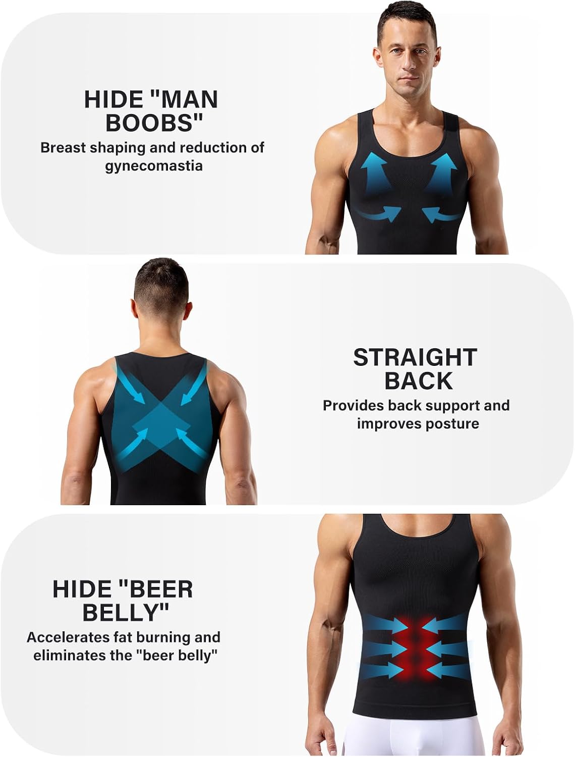 Casey Kevin Men's Compression Tank Top Shapewear Compression Tank Top Slimming Underwear Sports Stretch Fitness image 3