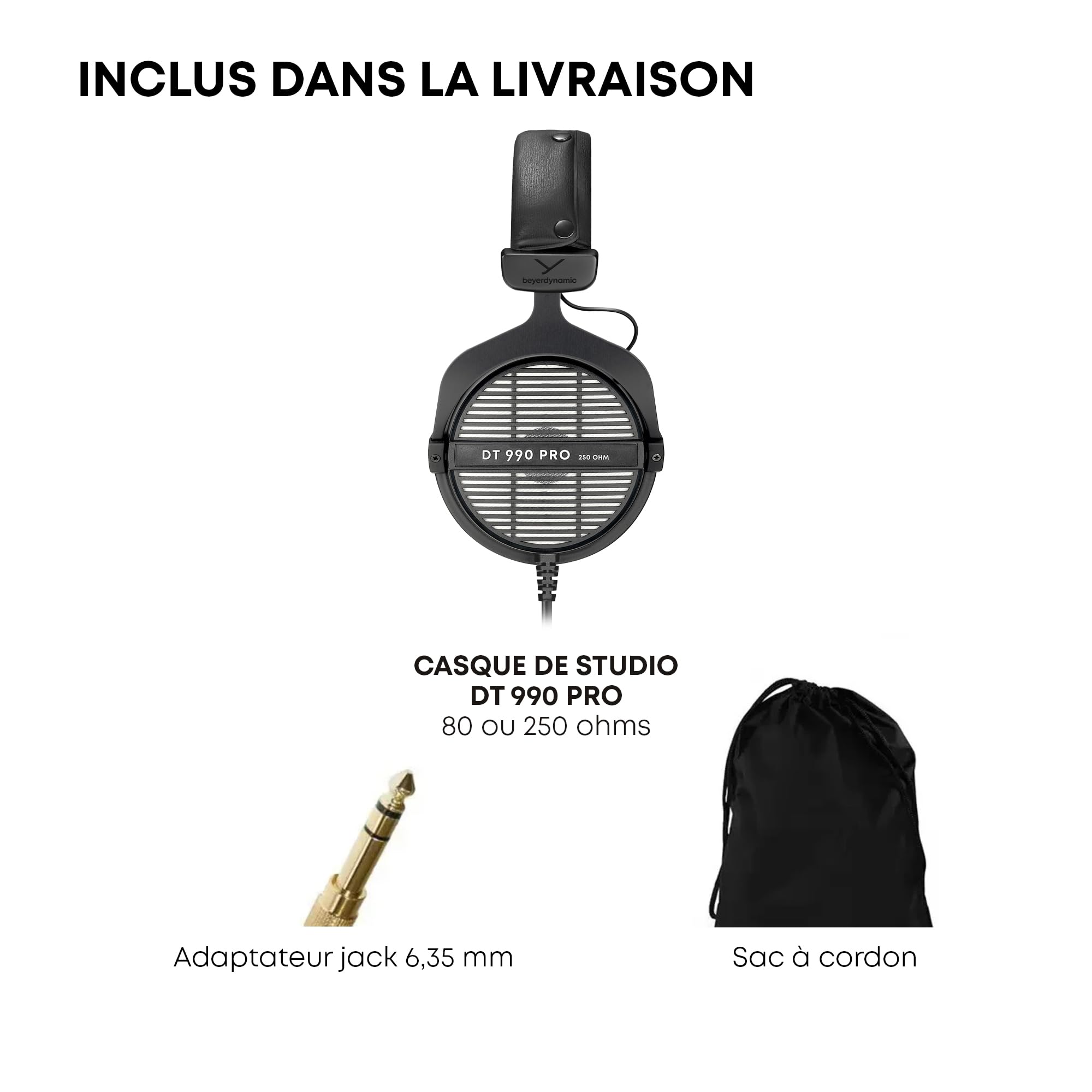 beyerdynamic DT 990 Pro Casque de Studio Supra-auriculaire Filaire pour Le mixage, Le Mastering et Le Montage avec Une impédance de 250 ohms. Fabriqué en Allemagne.