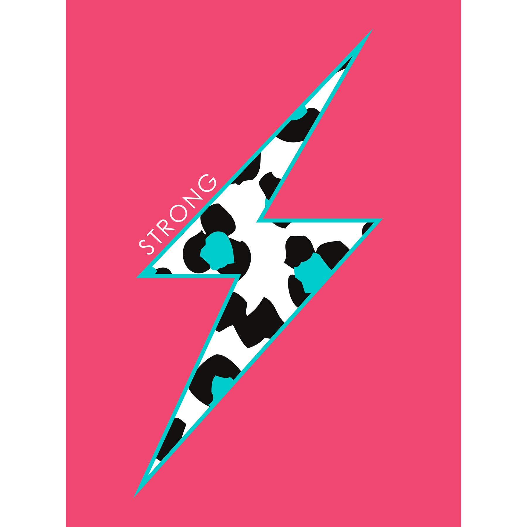 Wee Blue Coo Pink Teal Leopard Strong Large Wall Art Print Canvas Premium Poster