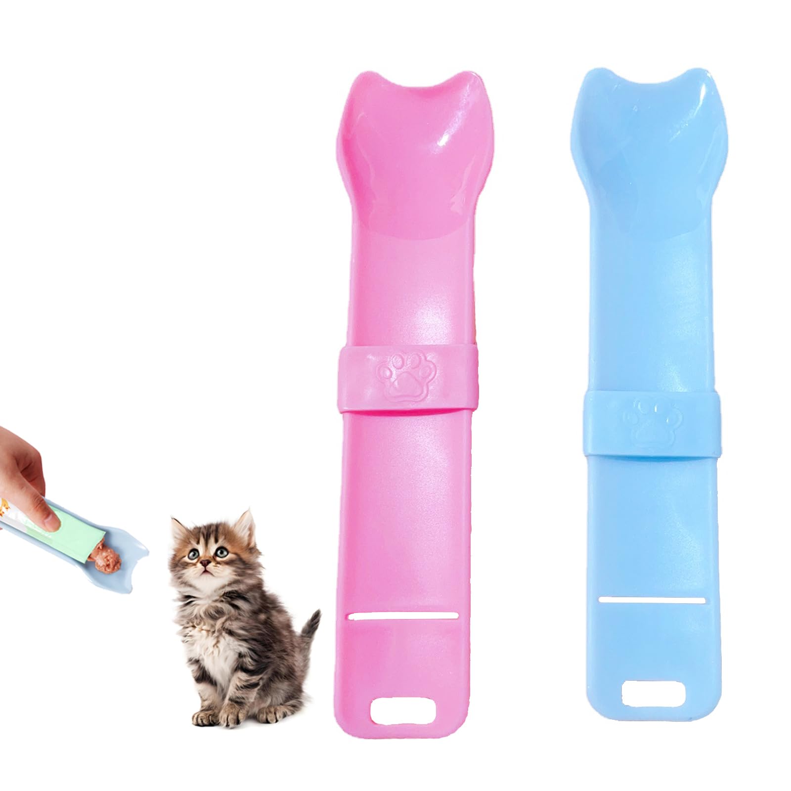 Photo 1 of 2pcs Cat Treat Spoon Squeeze, Cat Strip Feeders, Multi-Function Kitten Strip Squeeze Spoon for Wet Food Liquid Snack, Licky Treats Feeding Scoop Treat Dispenser Feeding Scoop for Puppies Small Pets