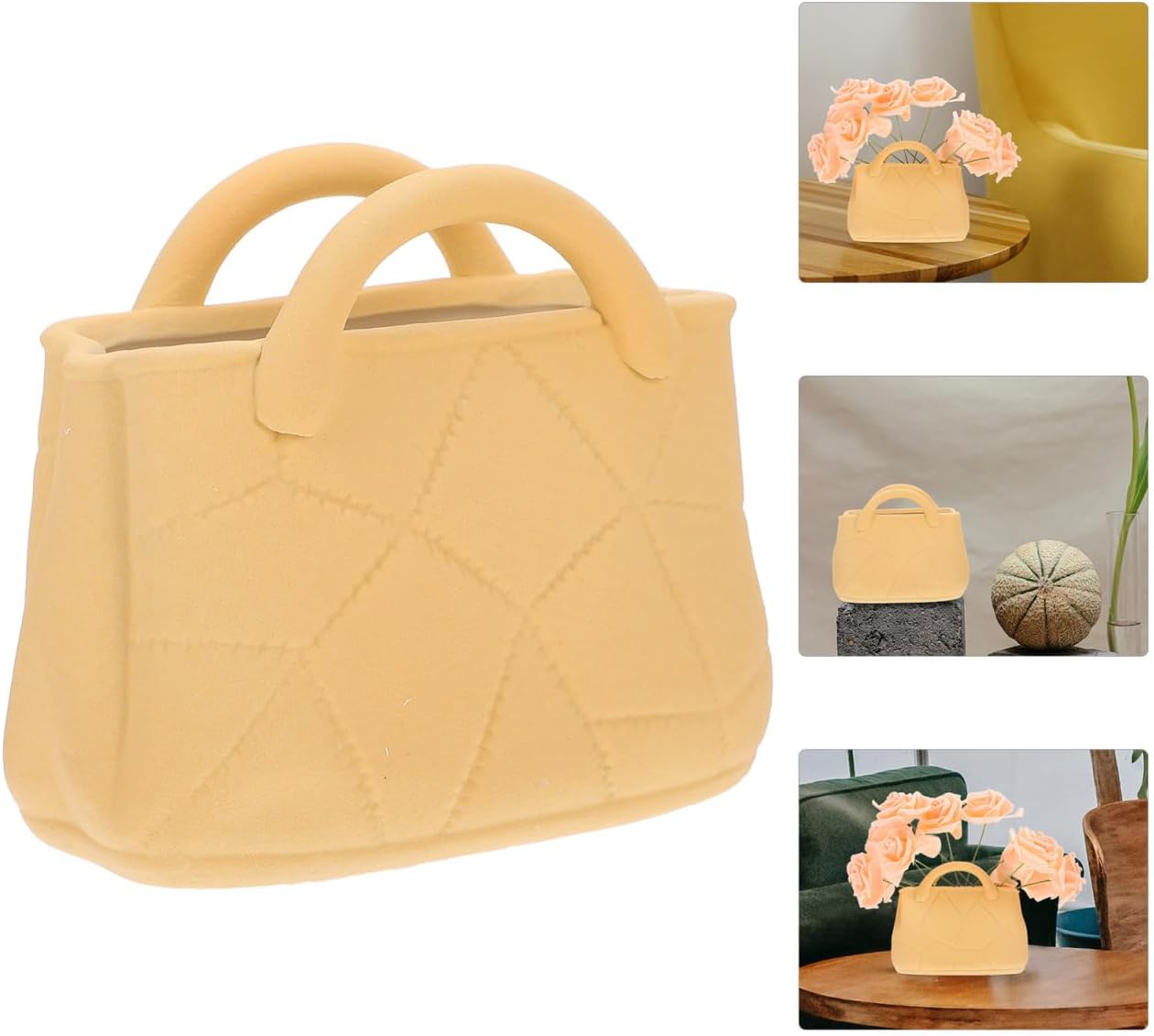 PRETYZOOM 1pc Handbag Shaped Ceramic Flower Vase for Home Decoration Unique Adorable Hydroponic Decor Premium Quality Flower Arranger for Family and Friends