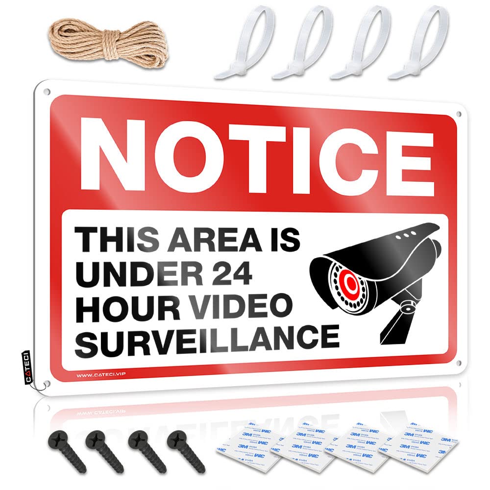 Tin Signs For Man Cave Notice - This Area Is Under 24 Hour Video Surveillance Tin Sign Tin Signs Funny Vintage Funnymetal Sign(30X40CM)