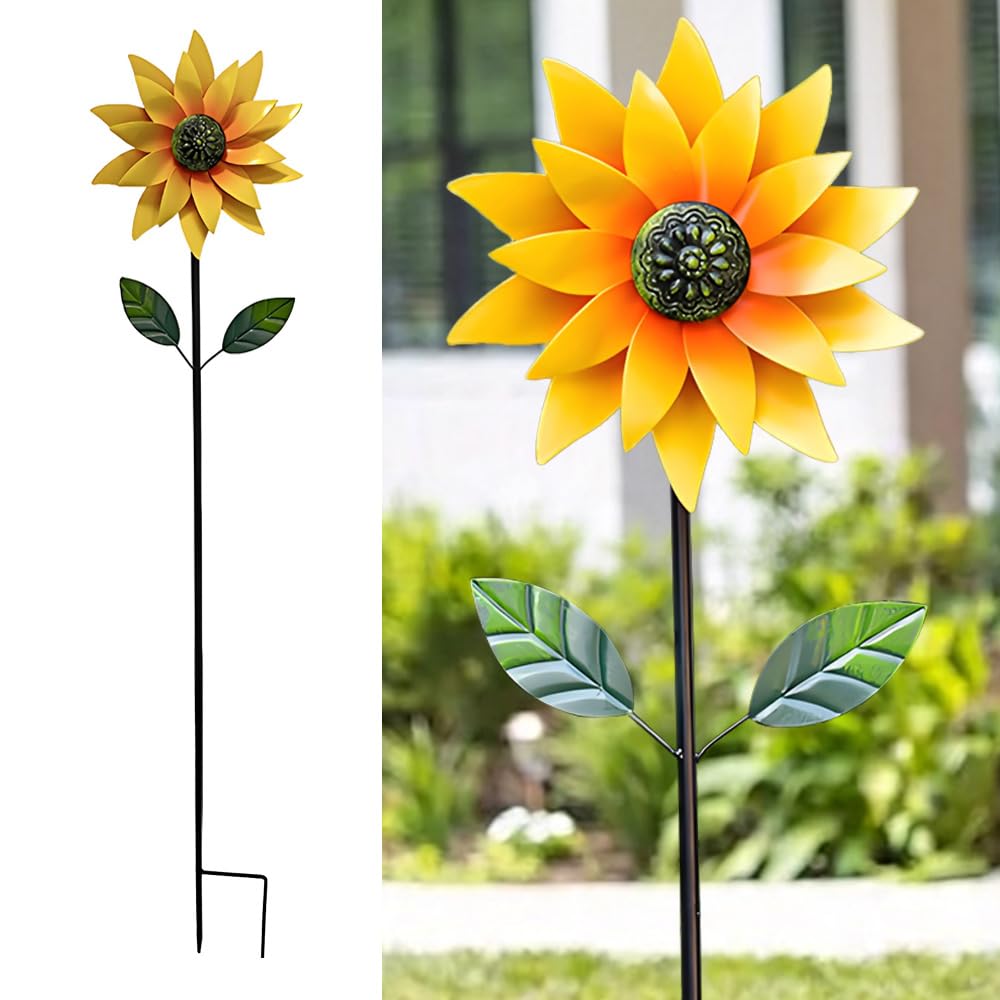 Wind Spinners for Garden on Stake Sunflower Metal Wind Spinner Garden Windmills