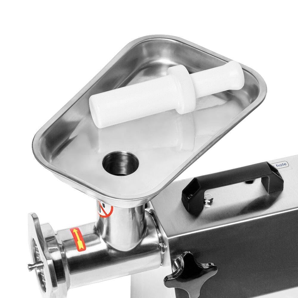 Picadora de carne y verduras eléctrica Professional, productividad 220 kg/h, cuerpo de acero inoxidable, fácil de limpiar, 2 tamices incluidos, 6 y 8 mm, mango ergonómico