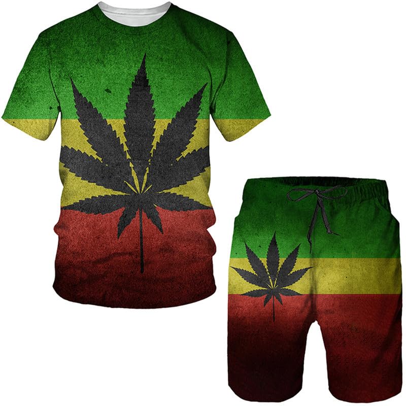 Damen/Männer Pflanze Unkraut 3D-gedrucktes T-Shirt und Shorts Set Sommer Trainingsanzug Mode Streetwear Outdoor Sportbekleidung zweiteiliges Set