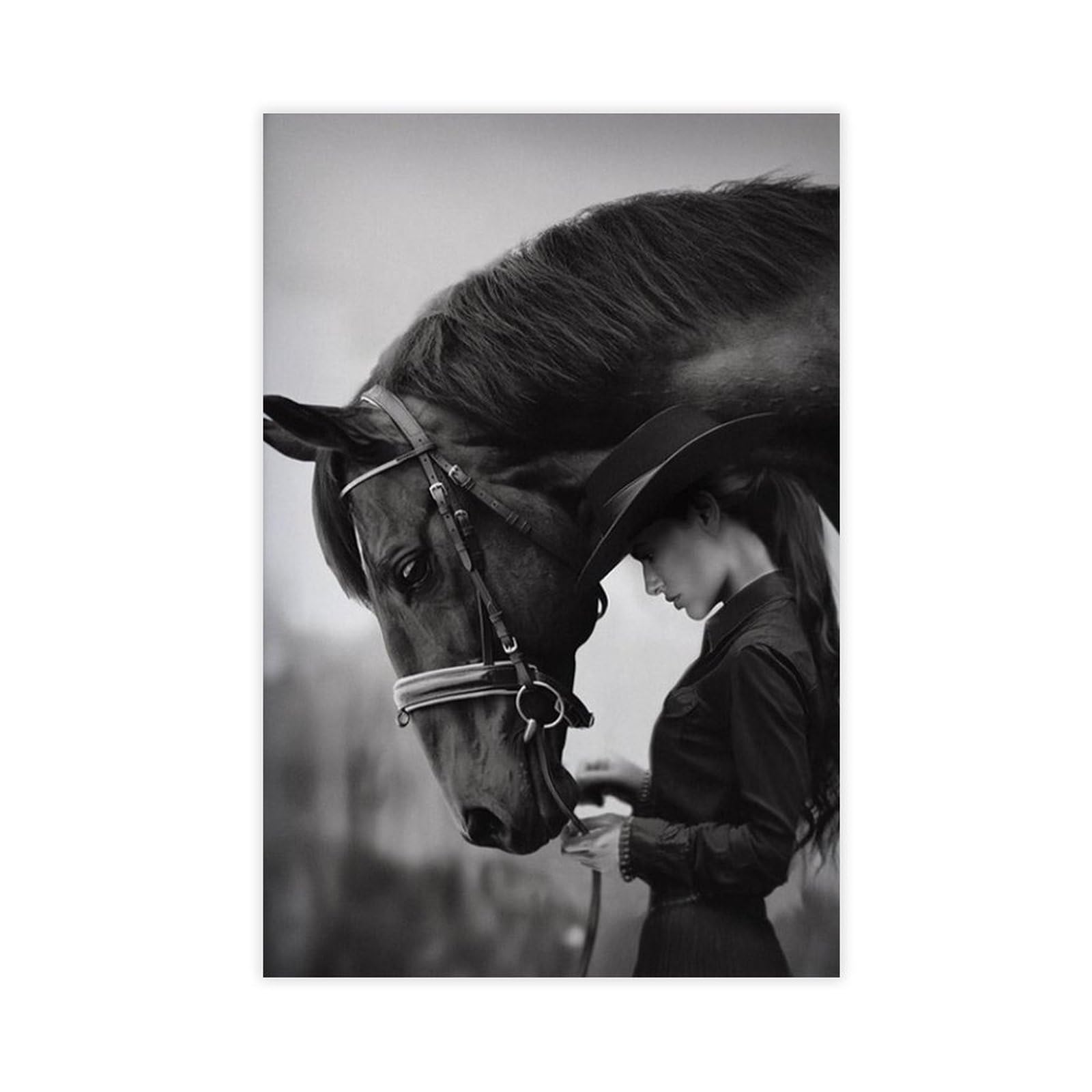 Bareronor Moody Horse Poster Canvas Poster Bedroom Decor Landscape Office Room Decor Gift 24" L X 36" W
