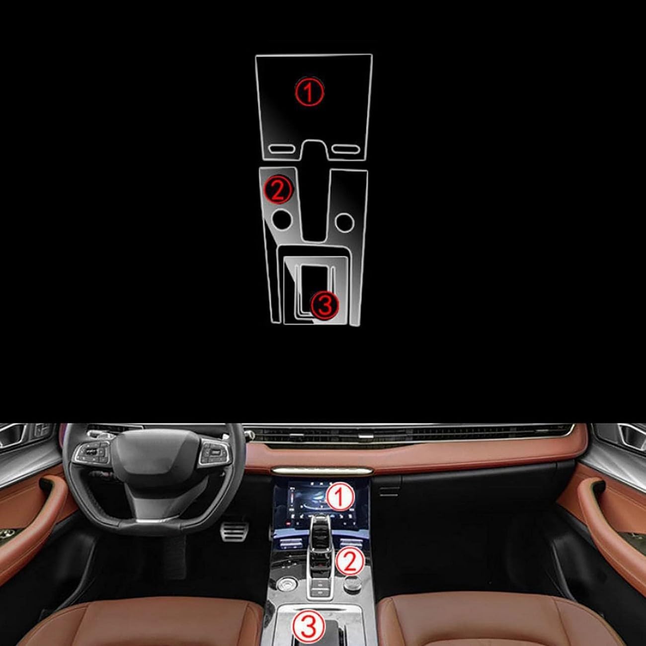 Film TPU Chery Tiggo 8 Pro 2021 pour éviter les rayures sur la console droite transparente