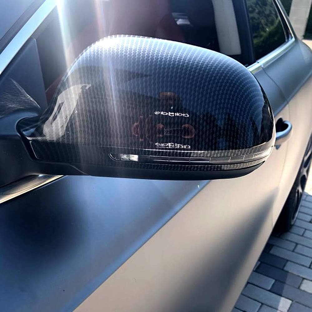 1 Pair Exterior Rearview Mirror Housings Door Mirror Covering Caps Compatible with Au-di A4 B8 2008-2009-Carbon Fiber