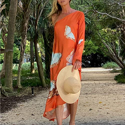 HEILA Off Shoulder Dress for Women Summer Batwing Sleeve Swimsuit Cover Up Beach Coverup Flowy Long Dresses2
