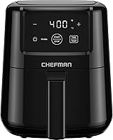 Chefman 2 Qt Mini Air Fryer Digital Compact Space-Saver, Nonstick Dishwasher Safe Basket, 400°F Shake Reminder Black