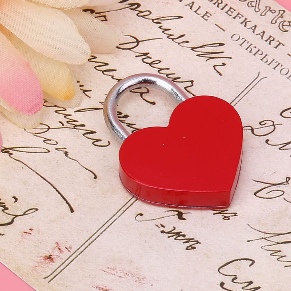 Jelquix Red Exquisite Heart Locks 2 Sets With Keys, Colorful Metal Padlocks For Diary And Jewelry Boxes, 30X39mm (Red)