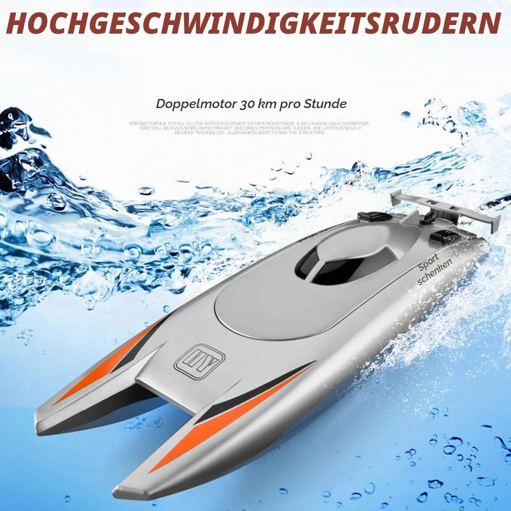 RC-Boote für Erwachsene 30 km/h Hochgeschwindigkeits-Rennboot 2 Kanäle 2,4 G-Funkfernbedienungsboote für Pool-Rennboote