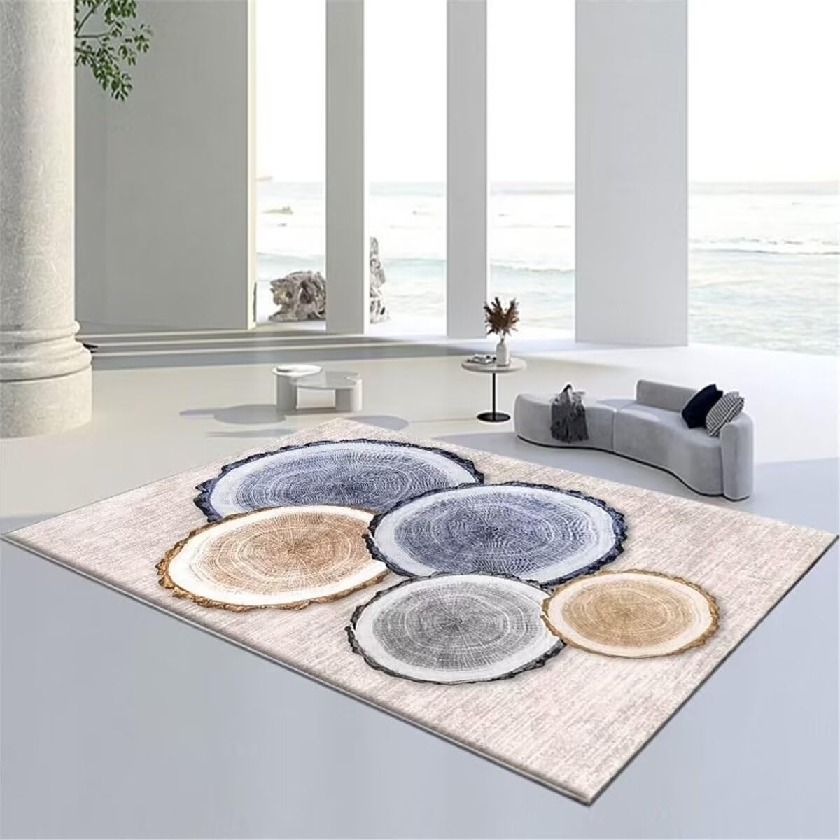 Tapis de canape lavable gris-bleu 200x300cm pour entree et couloir design