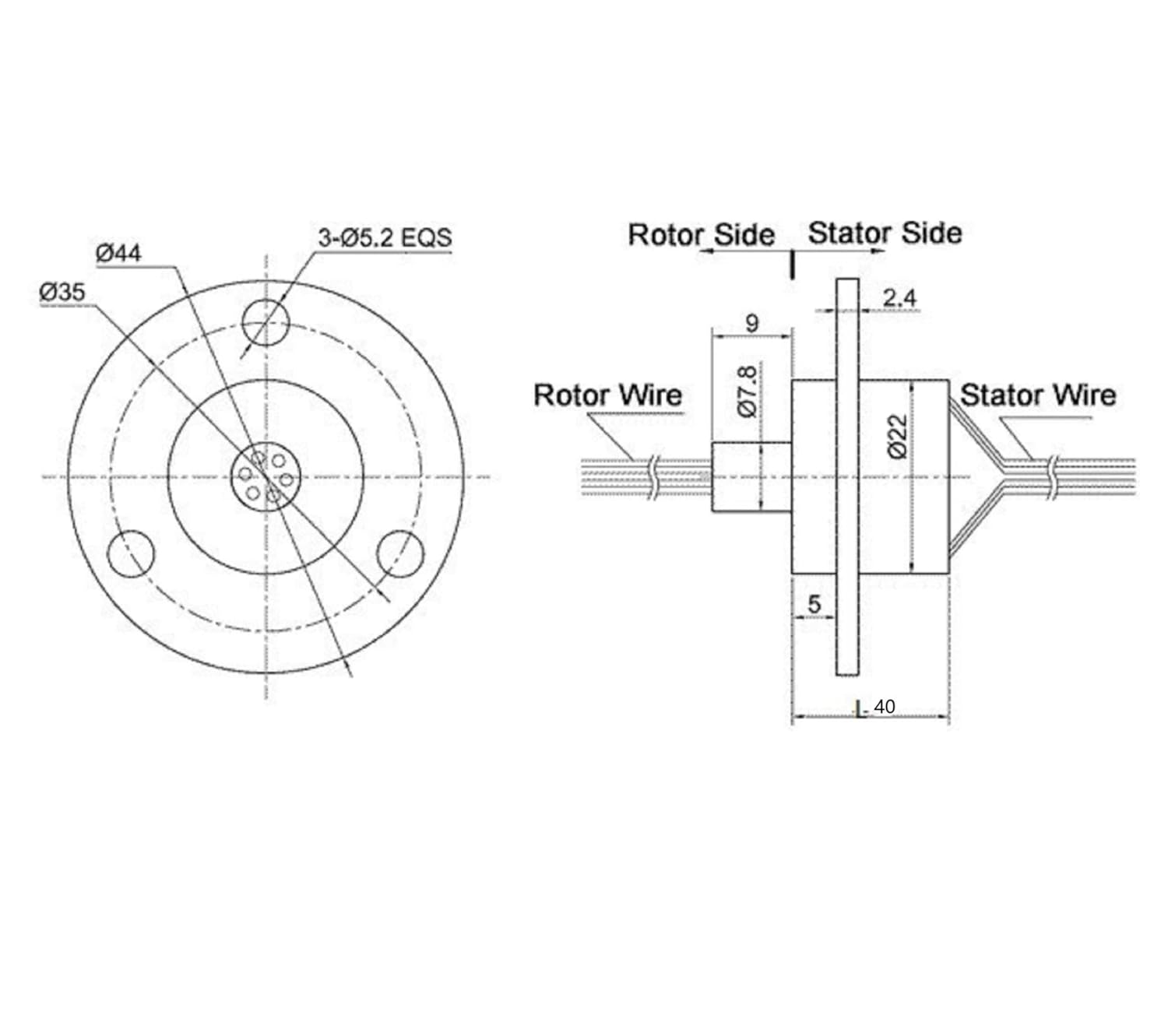 Slip Ring 4 Circuits 10A Each Generator/Motor Equipment