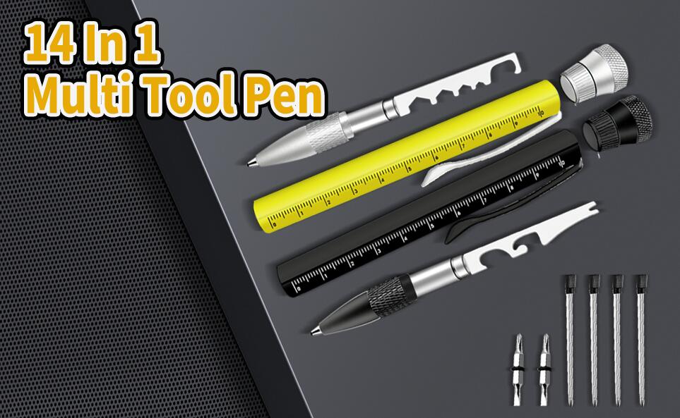 Stylo Multifonction 14 En 1 Yolistar - Outils Ménager Et Bureau - Cadeau Original Pour Homme (Fête Des Pères...)