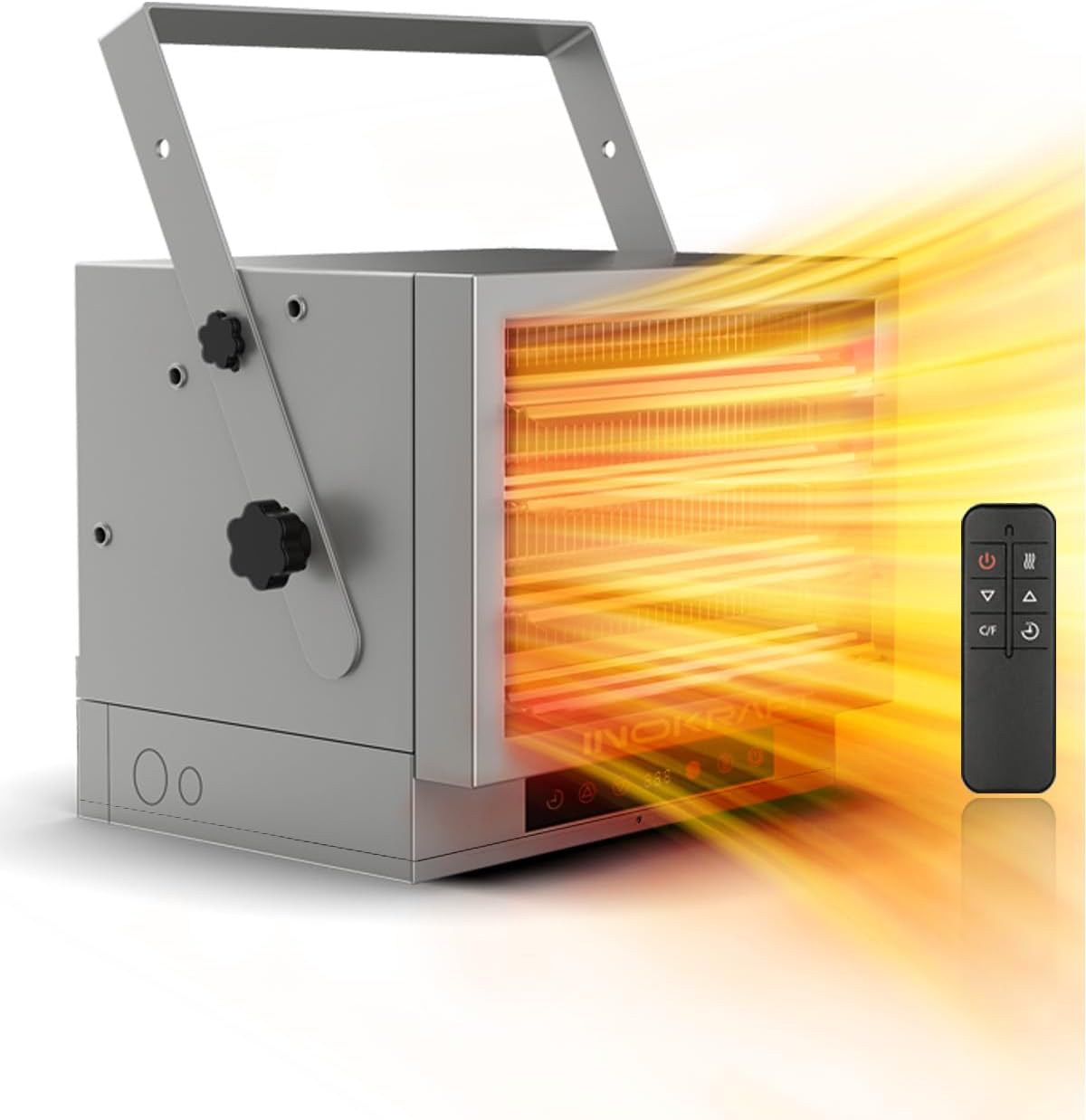 InoKraft 5000W Electric Garage Heater with Remote, Ceiling Mount Fan Forced Shop Heater with Digital Thermostat, 240V Hardwired Space Heater for Garage&Workshop, 12-hour Timer and Overheat Protection 5000-Watt Hardwired