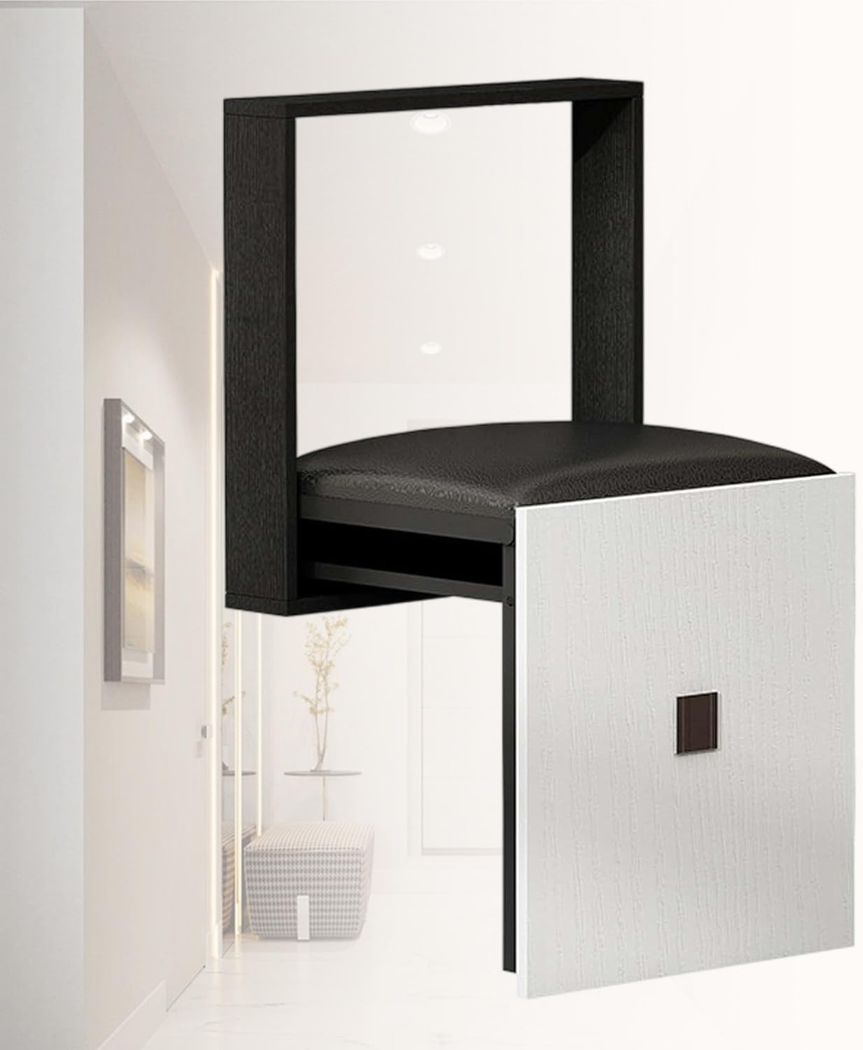 Panca Dingresso Pieghevole A Parete, Con Seduta Imbottita E Struttura Effetto Legno, Sedia Pieghevole Da Fissare Al Muro Per Lingresso Di Casa. B