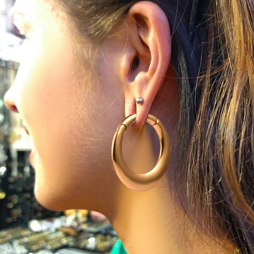 Vankula Pesi per Lobi Peso Dilatatori lobo orecchie ear weight in Acciaio inossidabile Cerchio piercing espansori Gioielli Uomo Donna 4mm 6mm Nero Argento Oro