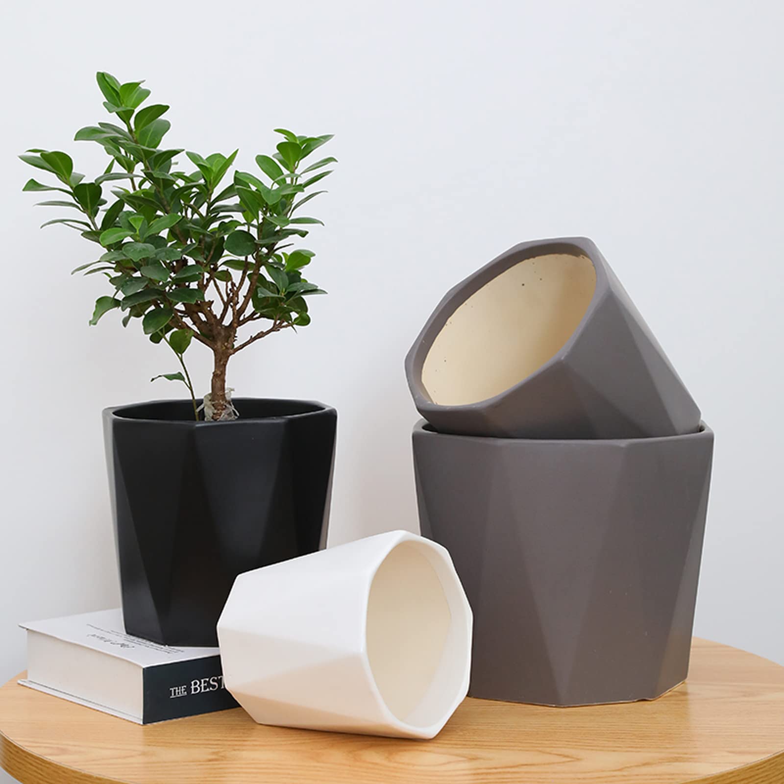 Vasi da Giardino Vasi da Fiori per Piante in Ceramica Vasi da Fiori Moderni Geometrici per la Decorazione Domestica, centrotavola per Fiori con Foro di drenaggio