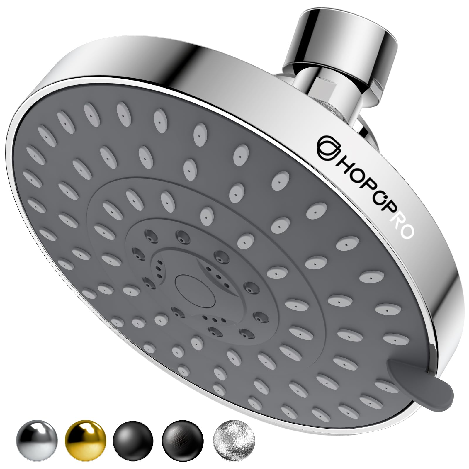 2024 Newest 6 Inch 6-Mode High Pressure Shower Head, High Flow Fixed Showerheads Bathroom Rain Showerhead for Luxury Shower Experience Even at Low Water Pressure Modern Look Tool-free Installation